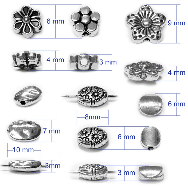 Heather's CF Tibetan Silver Spacer Beads - 240pcs Set for Adults' Jewelry Making - Flat, Small Seed Beads for Necklaces, Earrings & Bracelets - Image 2